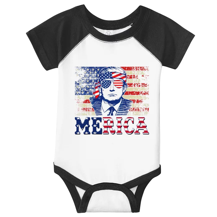 Trump Merica 4th Of July Design Infant Baby Jersey Bodysuit