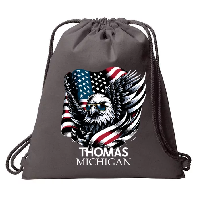 Thomas Michigan 4th Of July Usa American Flag Cute Gift Drawstring Bag