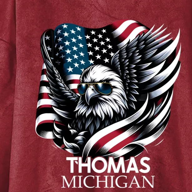 Thomas Michigan 4th Of July Usa American Flag Cute Gift Hooded Wearable Blanket