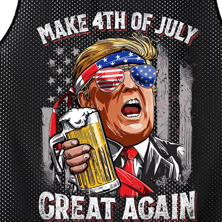 Trump Make 4th Of July Great Again Drinking Beer Funny Mesh Reversible Basketball Jersey Tank