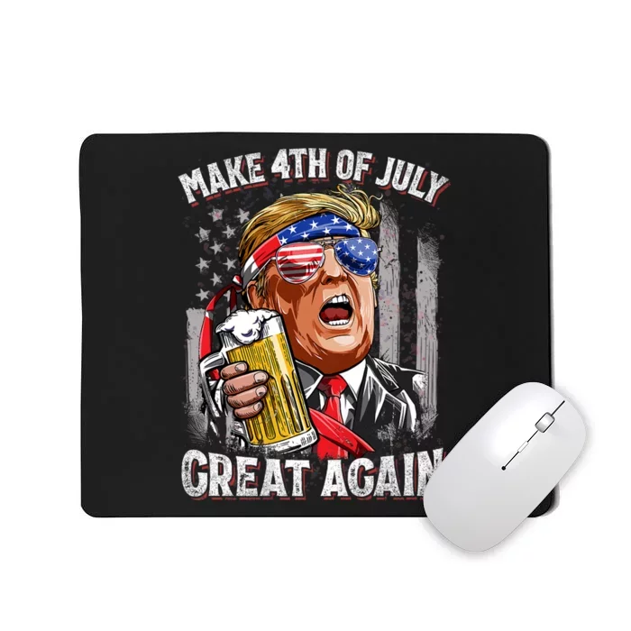 Trump Make 4th Of July Great Again Drinking Beer Funny Mousepad