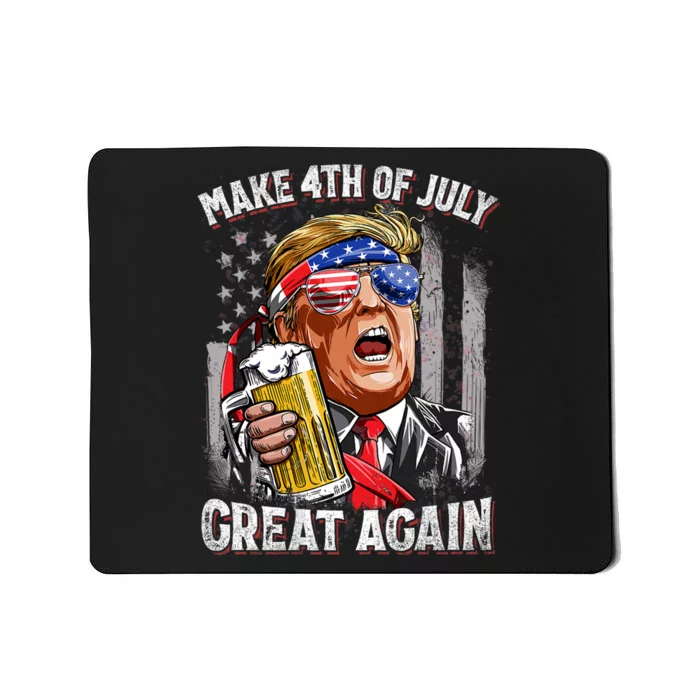 Trump Make 4th Of July Great Again Drinking Beer Funny Mousepad