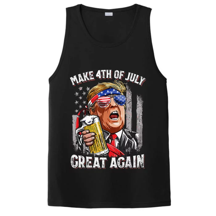 Trump Make 4th Of July Great Again Drinking Beer Performance Tank