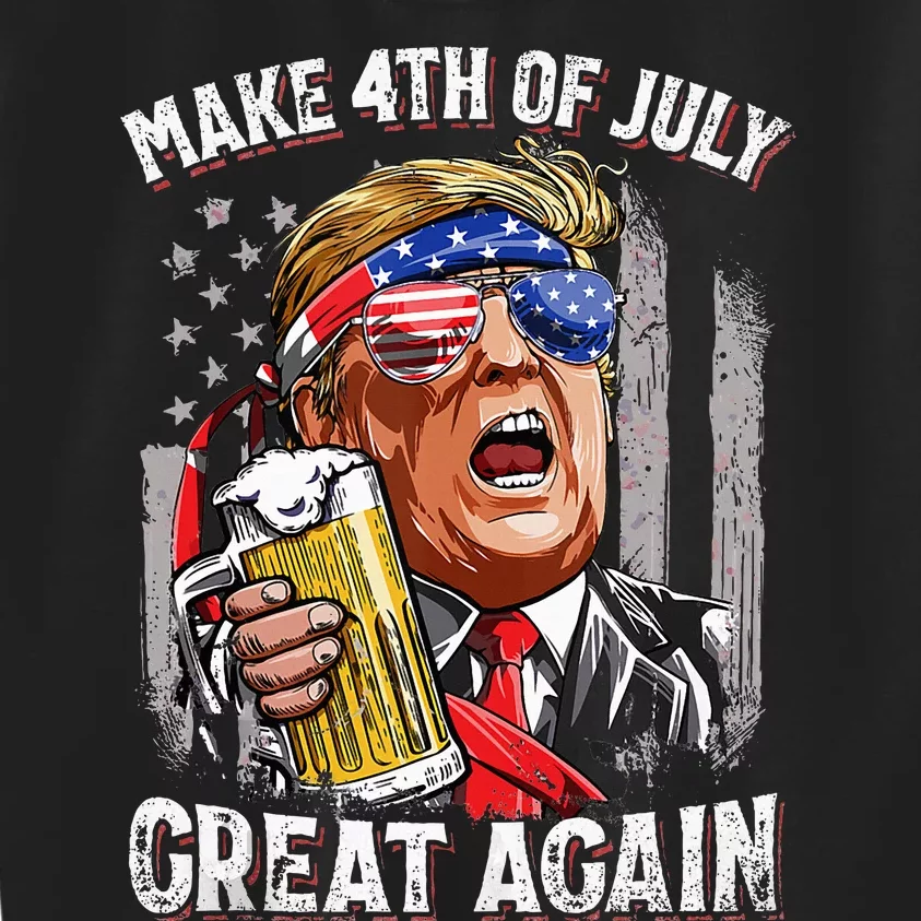 Trump Make 4th Of July Great Again Drinking Beer Kids Sweatshirt