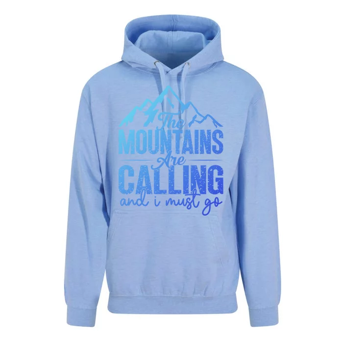 The Mountains Are Calling And I Must Go Funny Mountaineering Gift Unisex Surf Hoodie