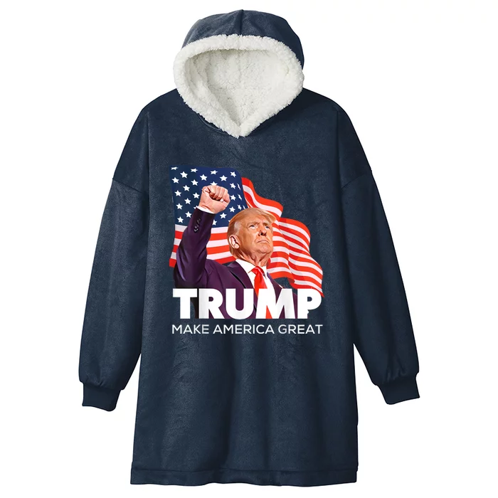 Trump Make America Great Republican President Patriot Usa 24 Hooded Wearable Blanket