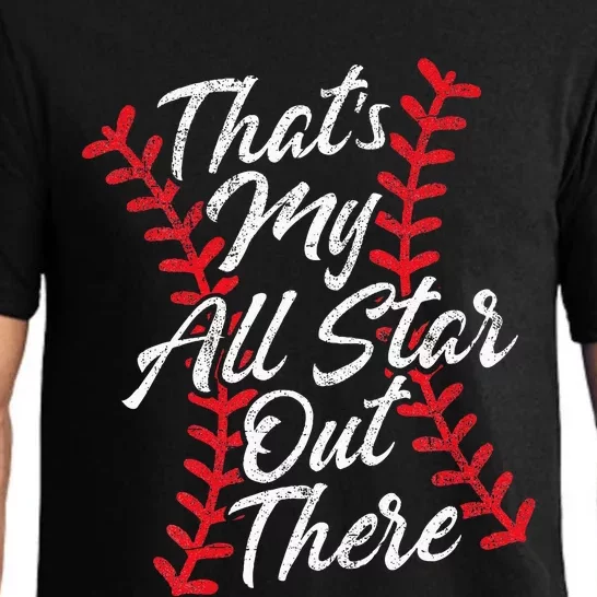 Thats My All Star Out There Baseball Laces Mom Mama Cute Pajama Set