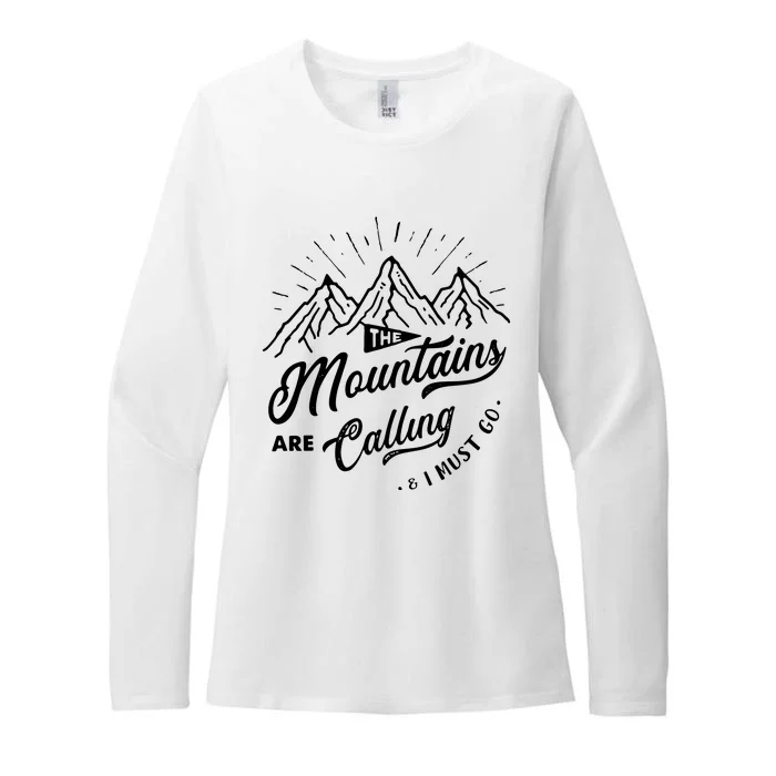 The Mountains Are Calling And I Must Go Funny Camping Womens CVC Long Sleeve Shirt