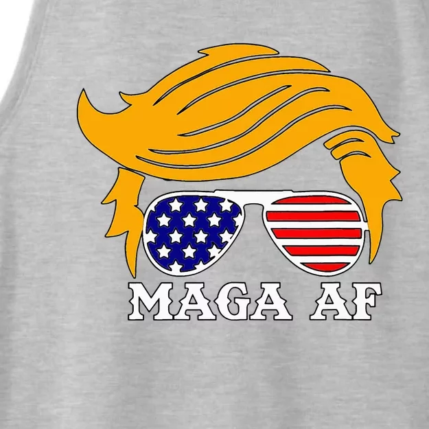 Trump Maga Af Funny Parody Orange Hair Ladies Tri-Blend Wicking Tank