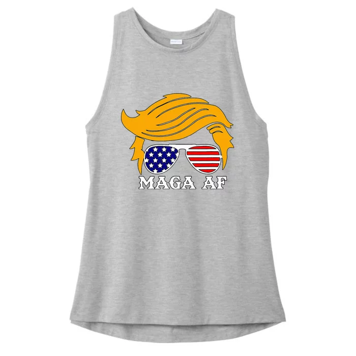 Trump Maga Af Funny Parody Orange Hair Ladies Tri-Blend Wicking Tank