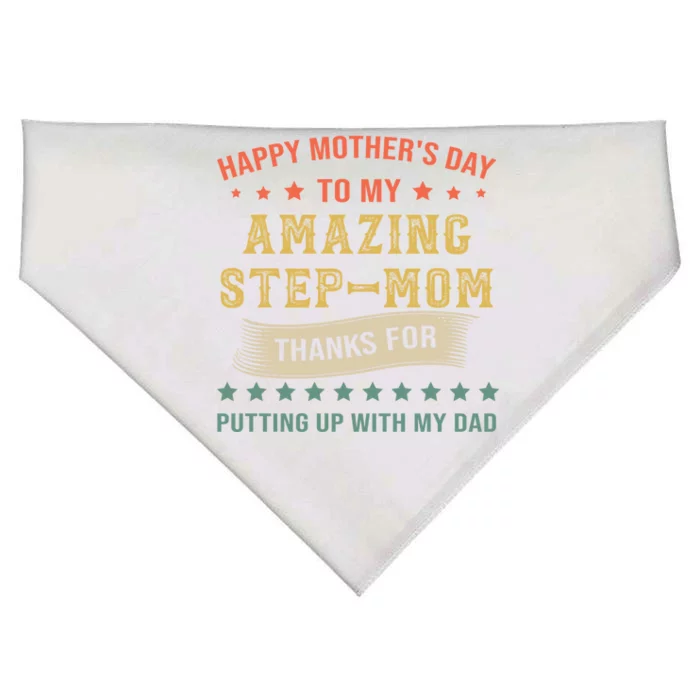 To My Amazing Step Mom Thanks For Putting Up With My Dad Gift USA-Made Doggie Bandana