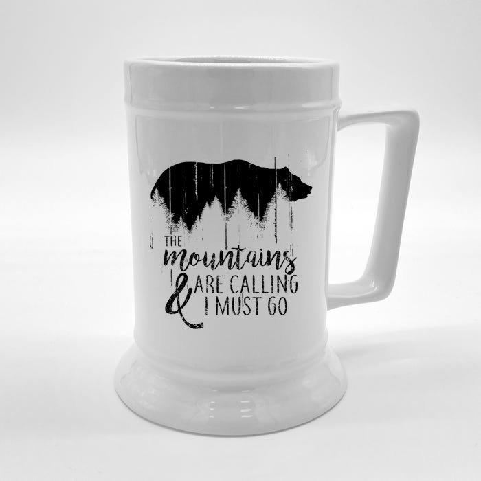 The Mountains Are Calling And I Must Go Wild Bear Cute Gift Front & Back Beer Stein