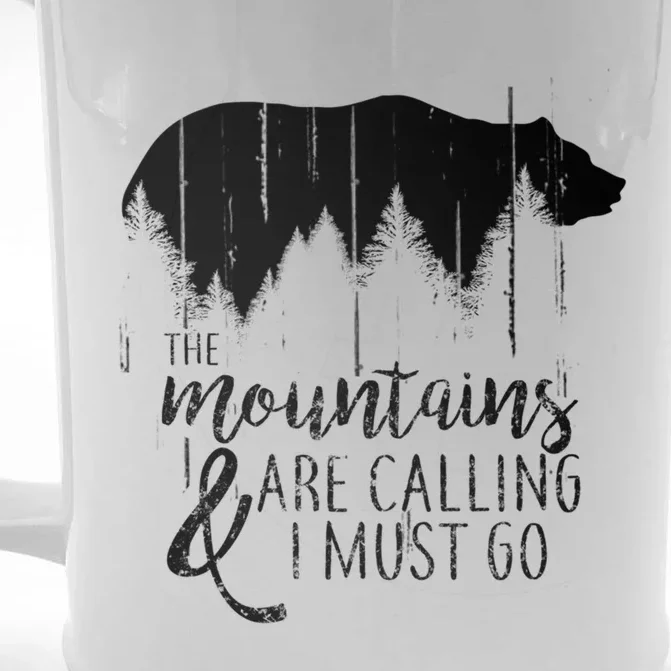 The Mountains Are Calling And I Must Go Wild Bear Cute Gift Front & Back Beer Stein