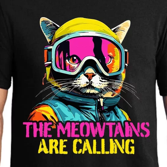 The meowtains are calling Cat Snowboard Ski Pajama Set