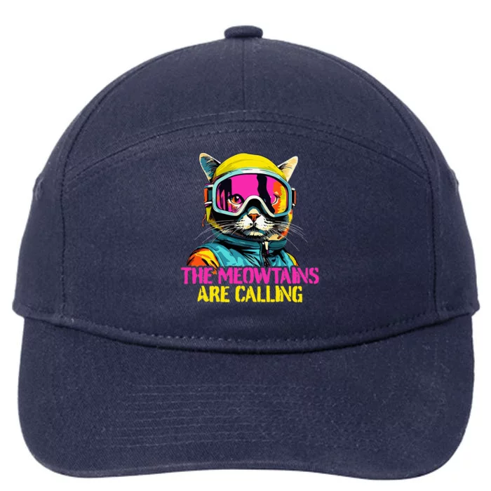 The meowtains are calling Cat Snowboard Ski 7-Panel Snapback Hat