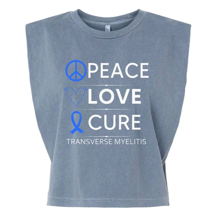 Transverse Myelitis Awareness Spine Warrior Blue Ribbon Garment-Dyed Women's Muscle Tee