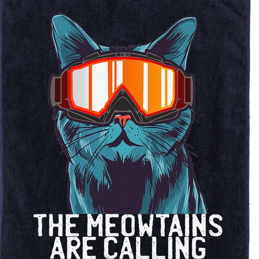 The Meowtains Are Calling Funny Ski Snowboard Goggle Cat Platinum Collection Golf Towel