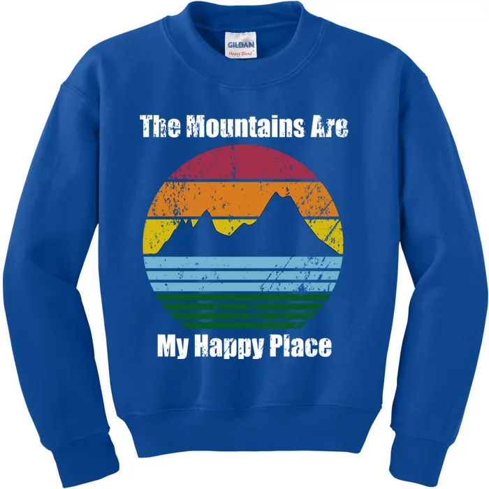 The Mountains Are My Happy Place Distressed Gift Kids Sweatshirt