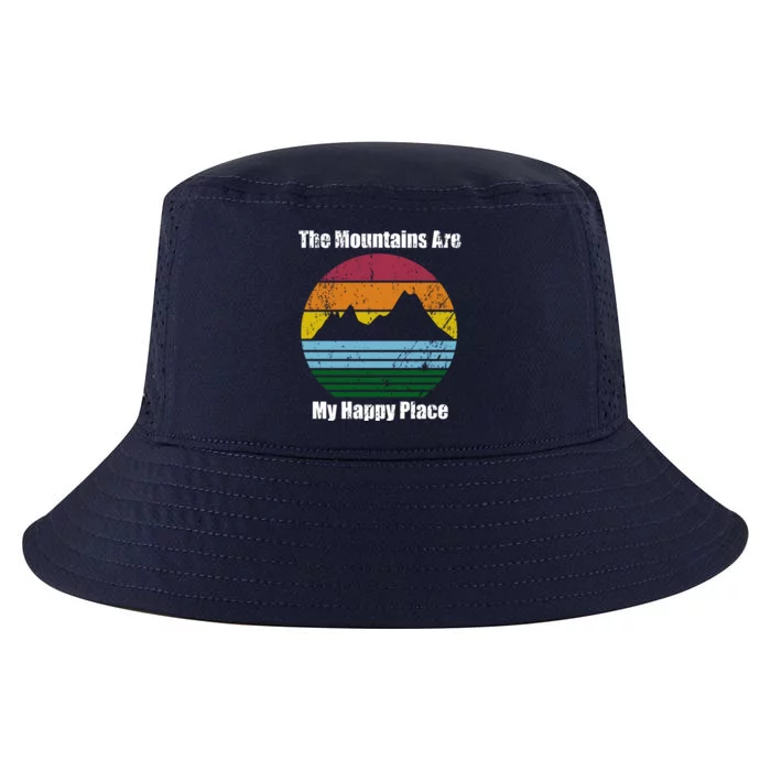 The Mountains Are My Happy Place Distressed Gift Cool Comfort Performance Bucket Hat