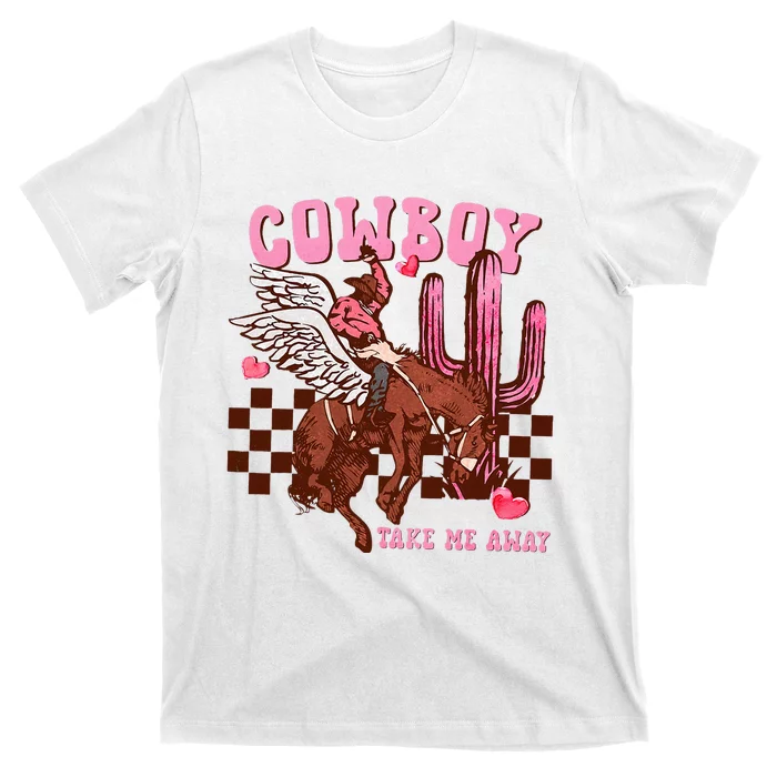 Take Me Away Valentine Cow Rodeo Horse T-Shirt