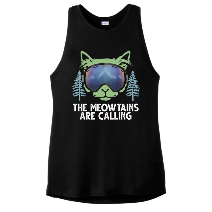 The Meowtains Are Calling Ladies Tri-Blend Wicking Tank