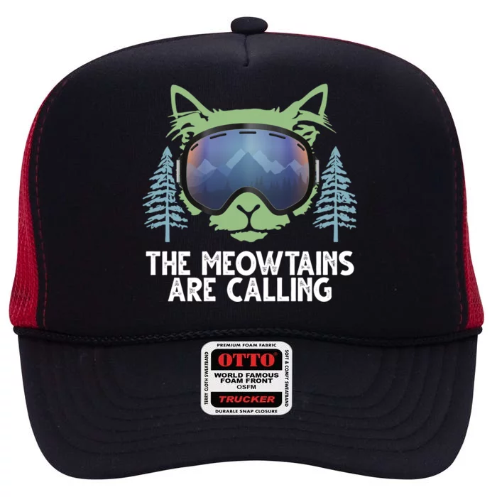 The Meowtains Are Calling High Crown Mesh Trucker Hat