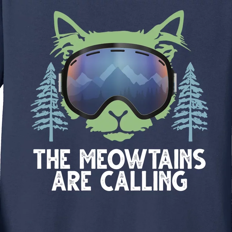 The Meowtains Are Calling Kids Long Sleeve Shirt