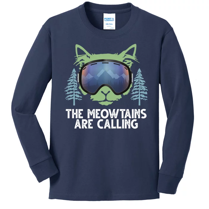 The Meowtains Are Calling Kids Long Sleeve Shirt