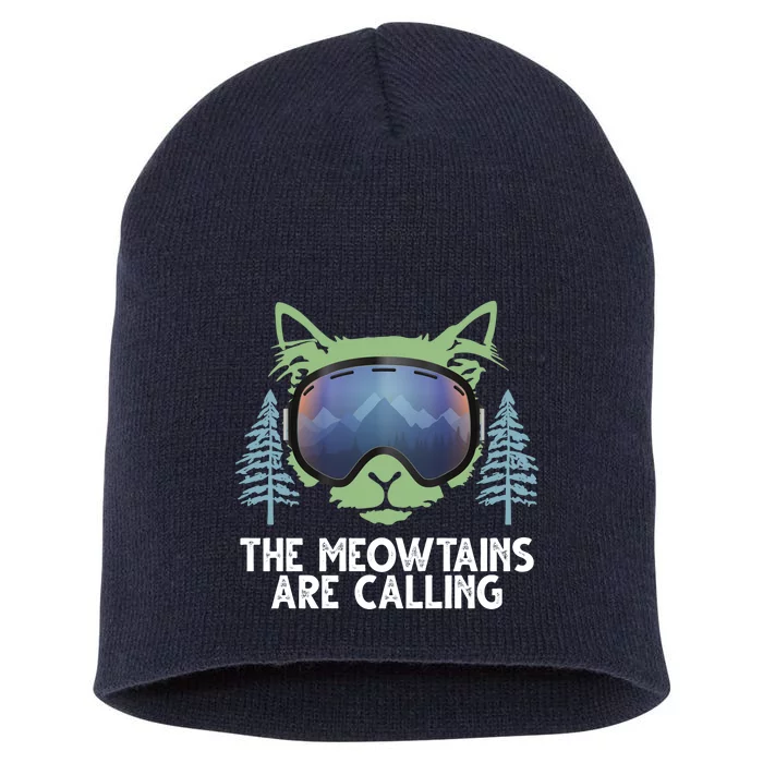 The Meowtains Are Calling Short Acrylic Beanie