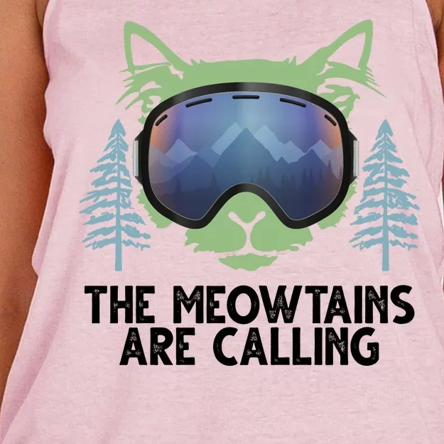 The Meowtains Are Calling Women's Knotted Racerback Tank