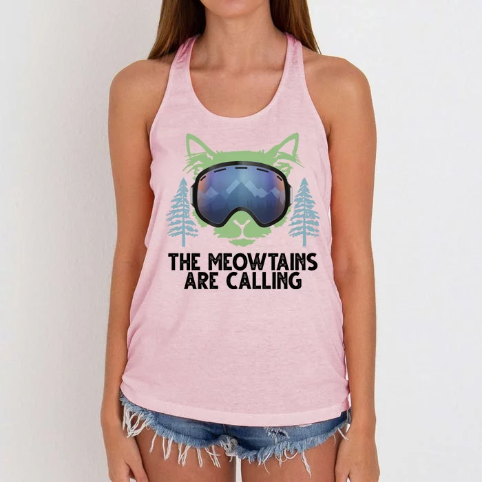 The Meowtains Are Calling Women's Knotted Racerback Tank