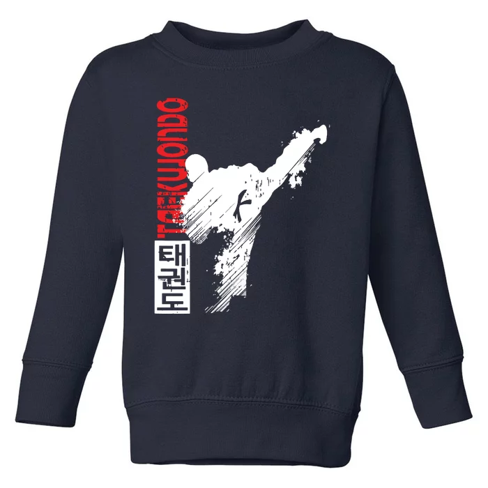 Taekwondo Martial Art Distressed Style Kick Tee Toddler Sweatshirt