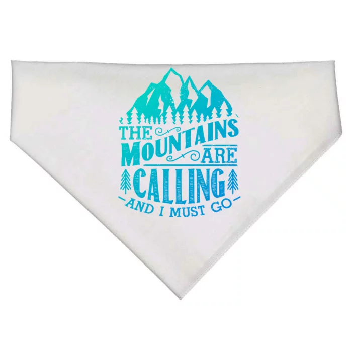 The Mountains Are Calling And I Must Go Vintage Gift Cute Gift USA-Made Doggie Bandana