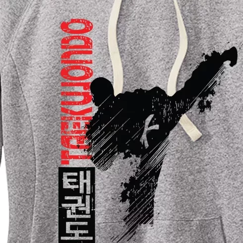 Taekwondo Martial Art Distressed Style Kick Tee Women's Fleece Hoodie