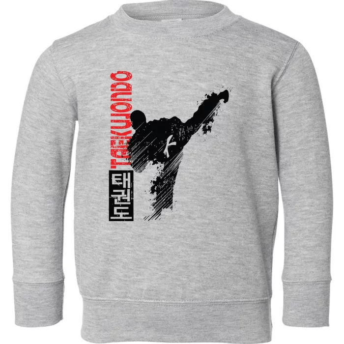 Taekwondo Martial Art Distressed Style Kick Tee Toddler Sweatshirt