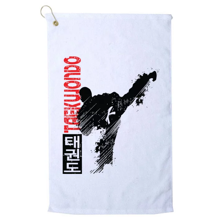 Taekwondo Martial Art Distressed Style Kick Tee Platinum Collection Golf Towel