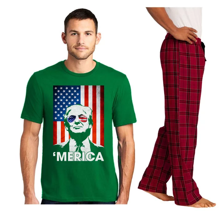 Trump Merica American Flag 4th Of July Murica Patriotic Pajama Set