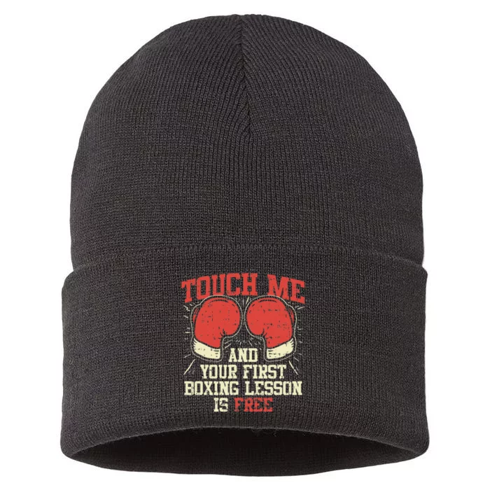 Touch Me And Your First Boxing Lesson Is Free Sustainable Knit Beanie