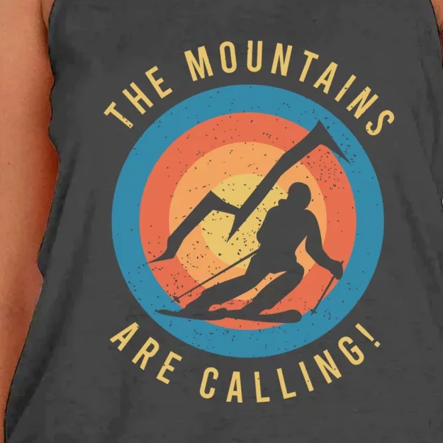 The Mountains Are Calling Skiing Lover Gift For Skier Women's Knotted Racerback Tank