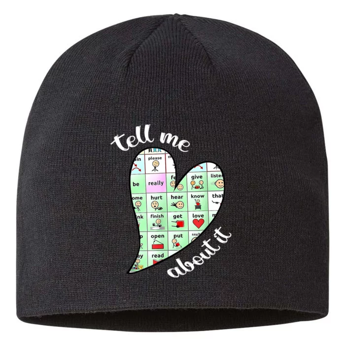 Tell Me About It Speech Pathology Aac Sped Teacher 8 1/2in Sustainable Knit Beanie