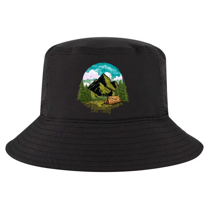 The Mountains Are Calling Camping Graphic Cool Comfort Performance Bucket Hat