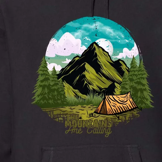 The Mountains Are Calling Camping Graphic Premium Hoodie