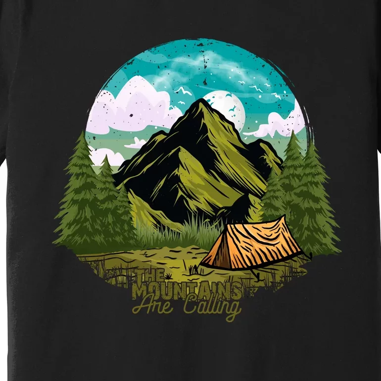 The Mountains Are Calling Camping Graphic Premium T-Shirt