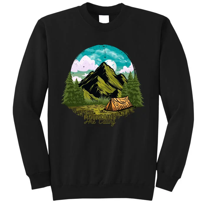 The Mountains Are Calling Camping Graphic Tall Sweatshirt