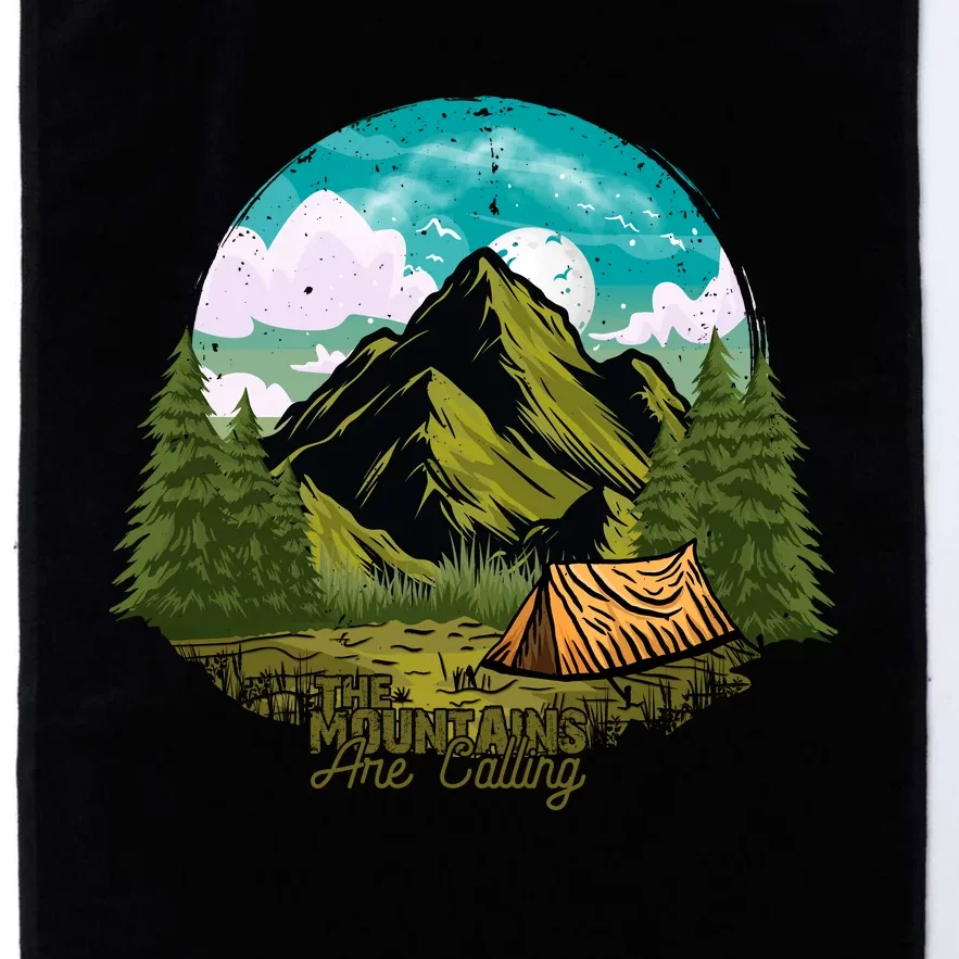 The Mountains Are Calling Camping Graphic Platinum Collection Golf Towel