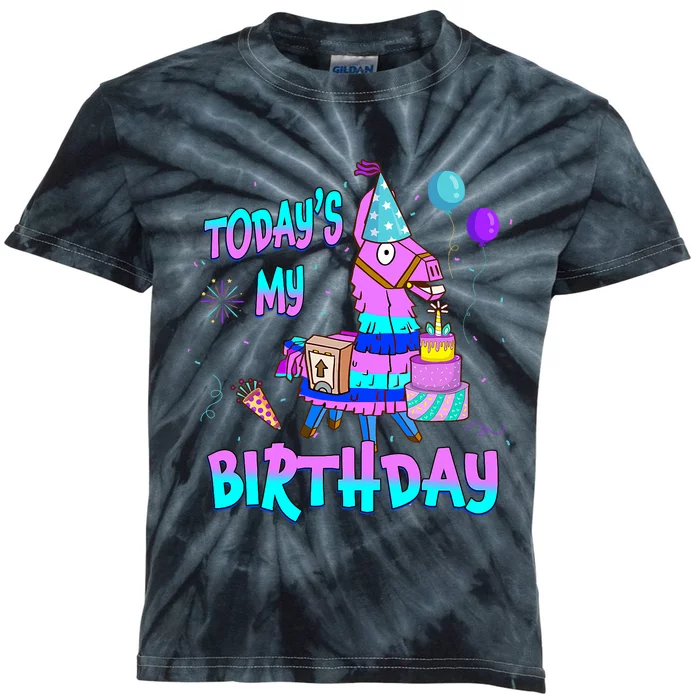 Todays My Birthday Llama Boy Girl Family Party Decorations Kids Tie-Dye T-Shirt