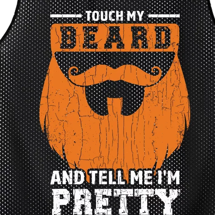 Touch My Beard Funny Bearded Dad Graphic Mesh Reversible Basketball Jersey Tank