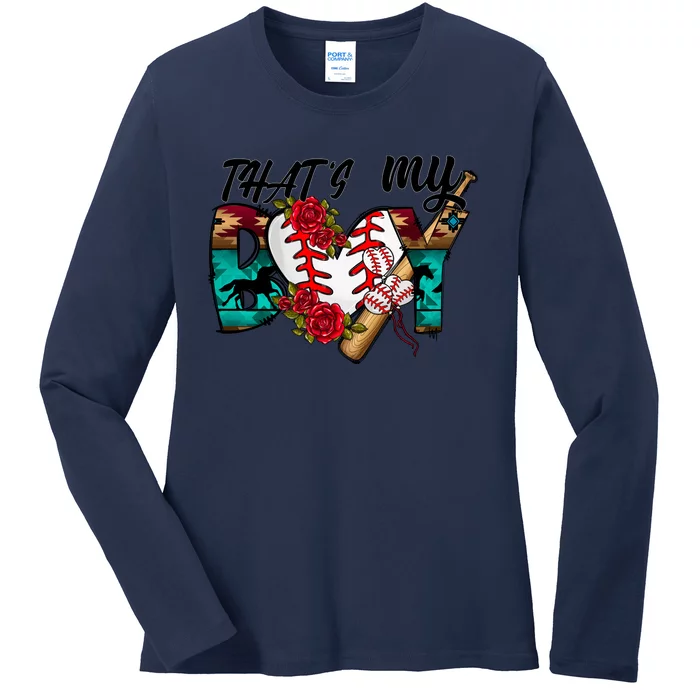 That's My Boy Cool Baseball Design Ladies Long Sleeve Shirt