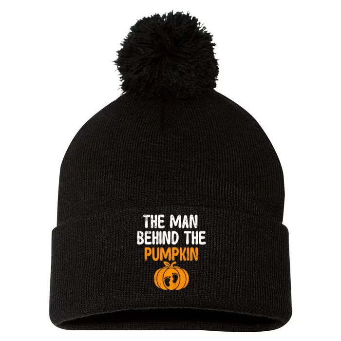 The Man Behind The Pumpkin Pregnancy Halloween Pom Pom 12in Knit Beanie