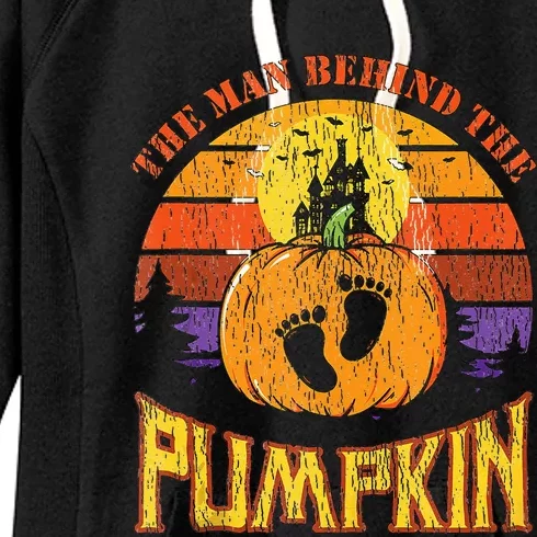 The Man Behind The Pumpkin Pregnancy Announcet Halloween Women's Fleece Hoodie